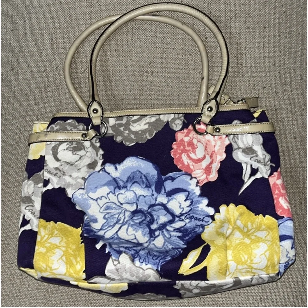 Coach Madison Floral Tote Carryall Purse - Picture 2 of 9